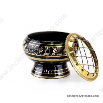 Quemador de Incienso Grabado Metal India